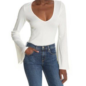 Charli Rib Knit Bell-Sleeve Bodysuit (Free People / Urban Outfitters)